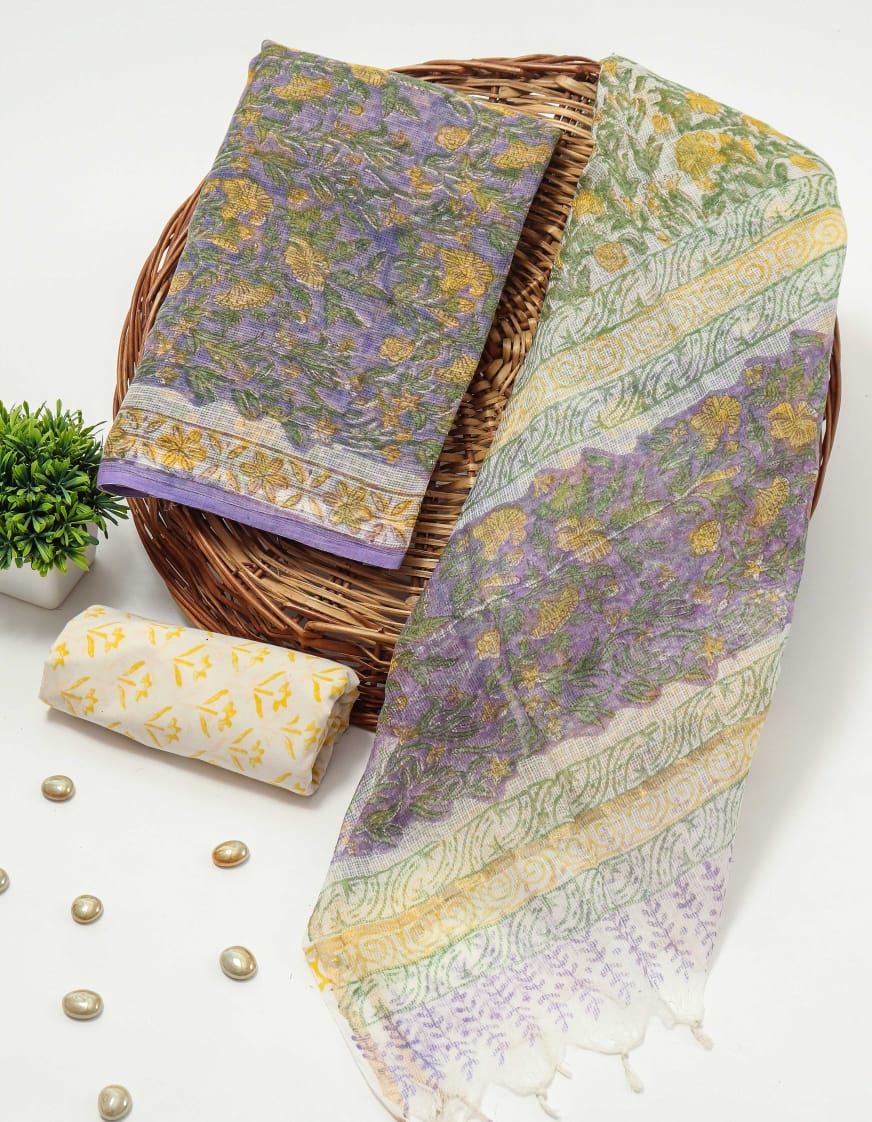 Lavender Floral Printed kota Suit Set (MVFKO47)