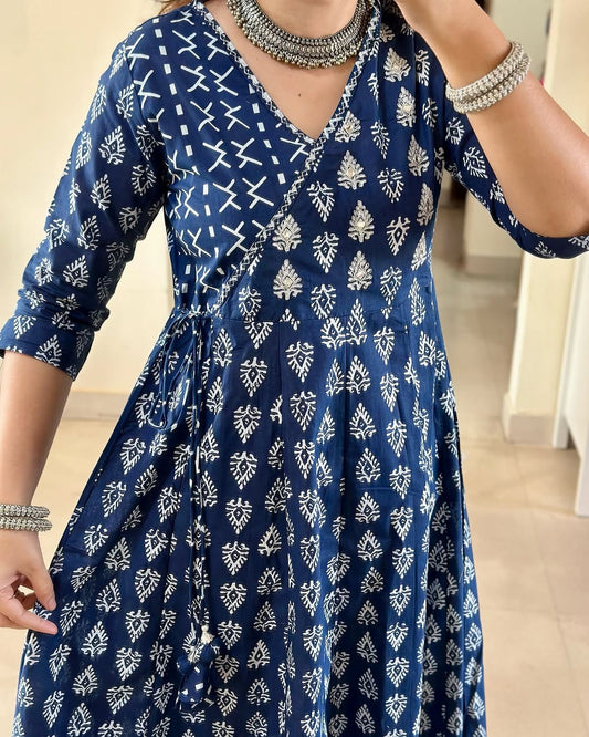 Indigo Blue Cotton Suit with Cotton Dupatta