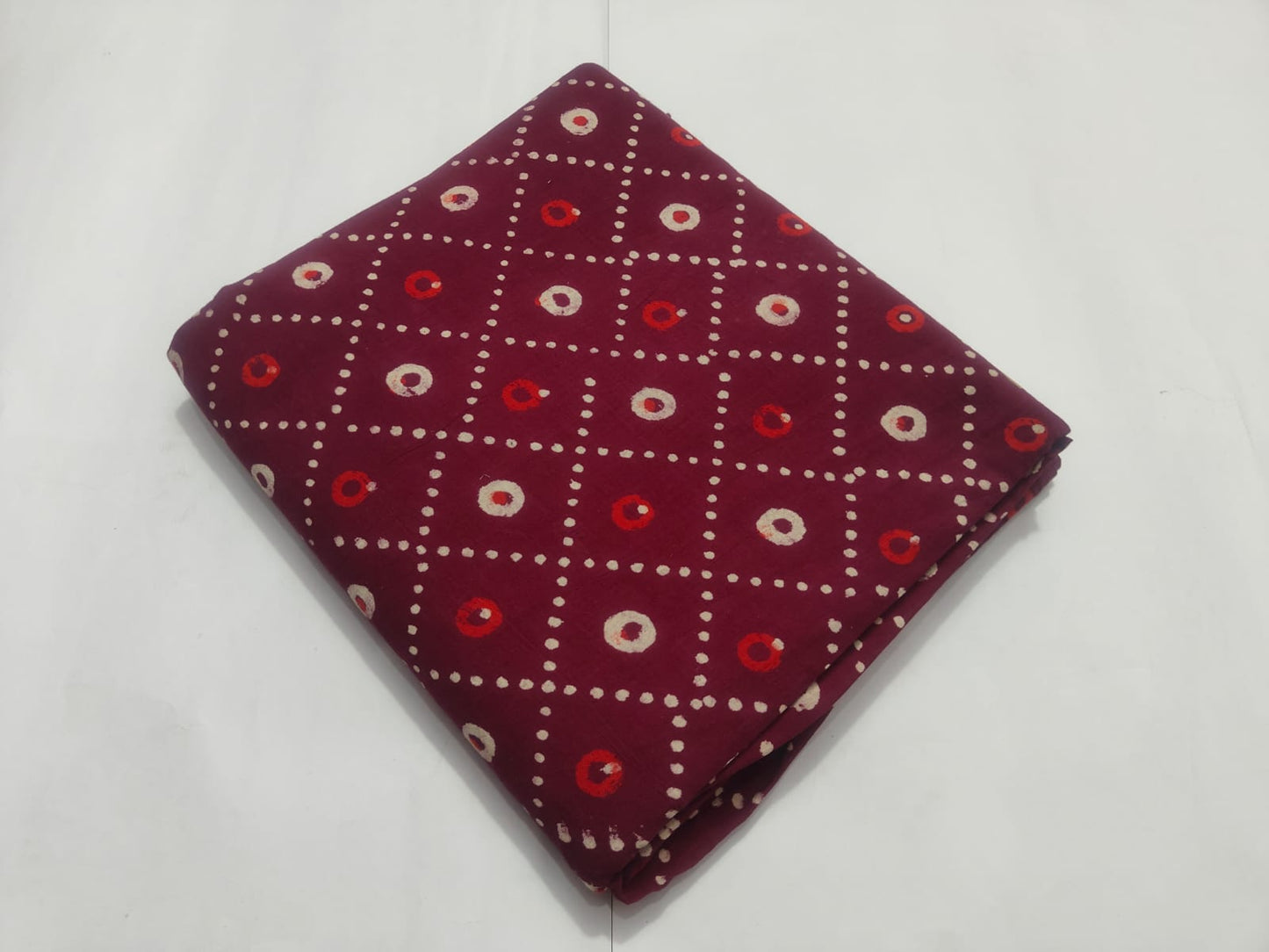 Maroon Bandhani Printed Cotton Fabric Traditional Wear | Maharani Vastra