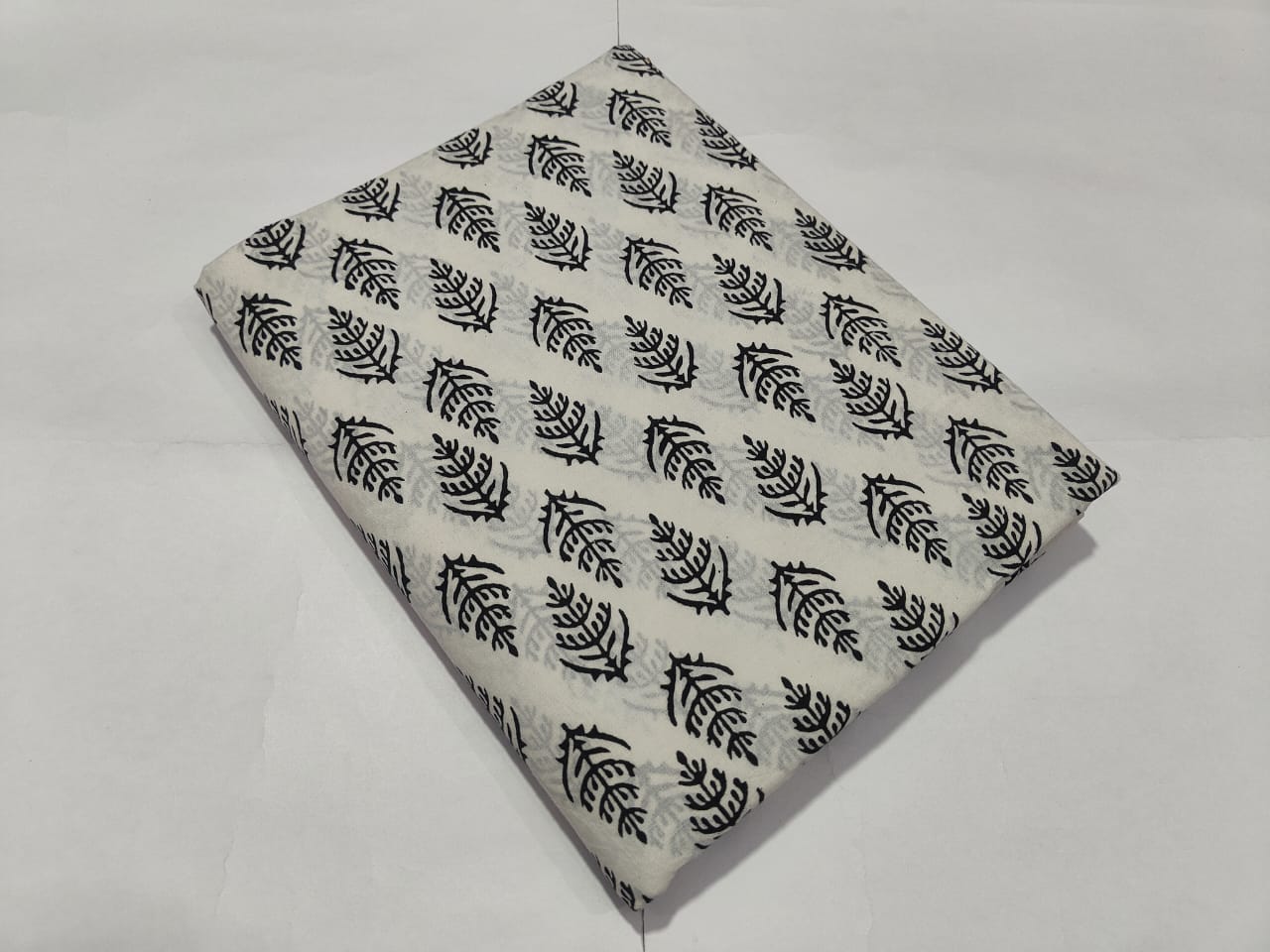 White Black Tree Printed Cotton Fabric Ethnic Design | Maharani Vastra