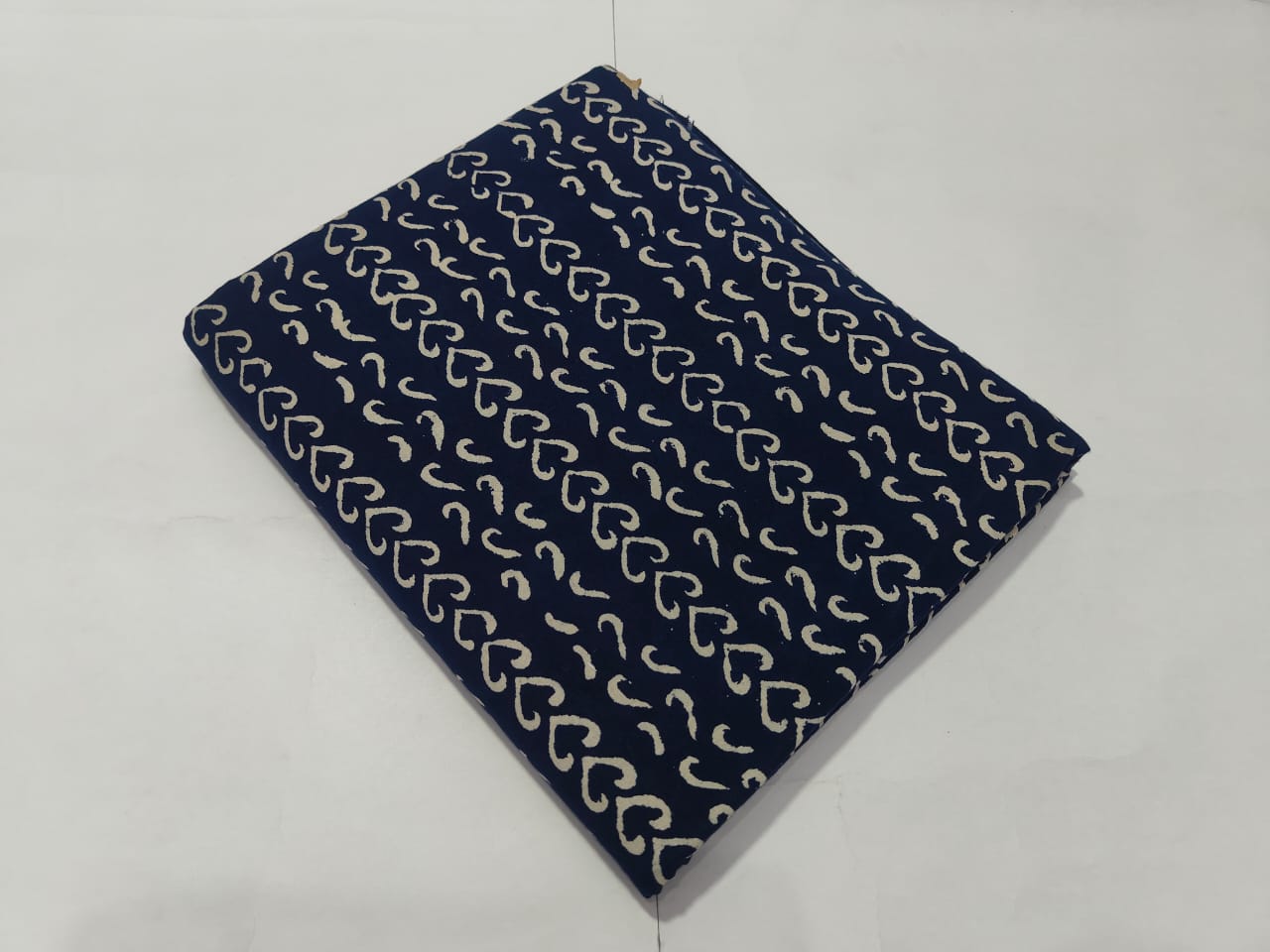 Navy Blue Heart Wave Printed Cotton Fabric Trendy Design | Maharani Vastra