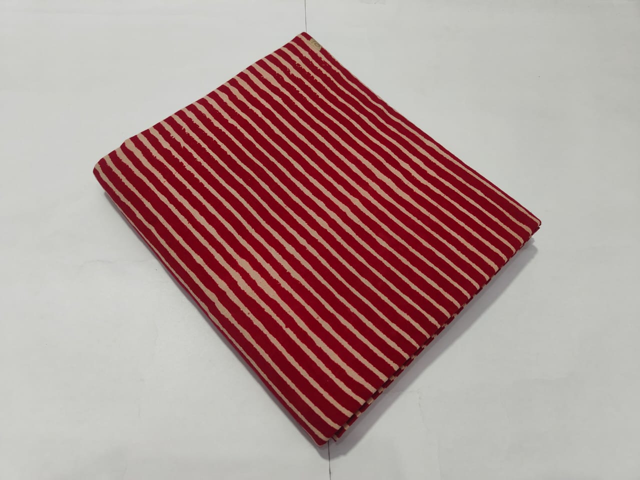 Red Stripe Printed Cotton Fabric Classic Pattern | Maharani Vastra