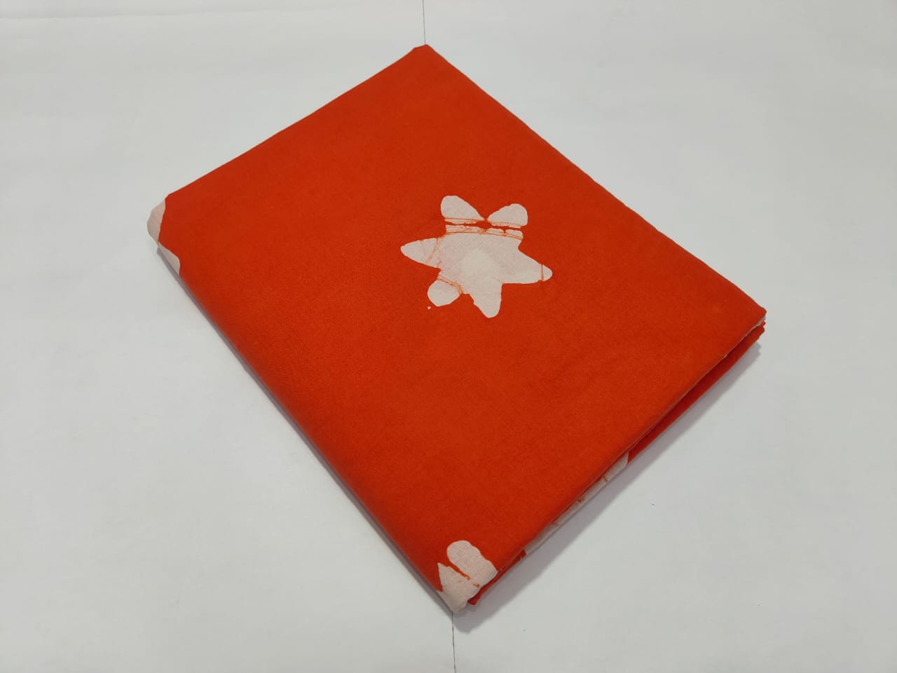 Orange Minimal Batik Printed Cotton Fabric Unique Design | Maharani Vastra