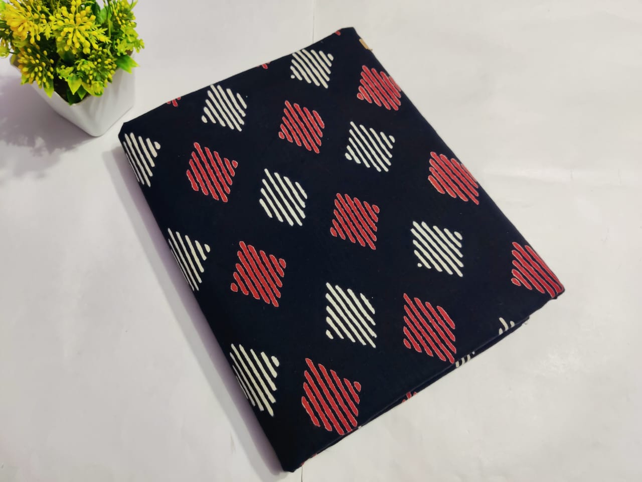 Navy Blue Diamond Printed Cotton Fabric Stylish Design | Maharani Vastra