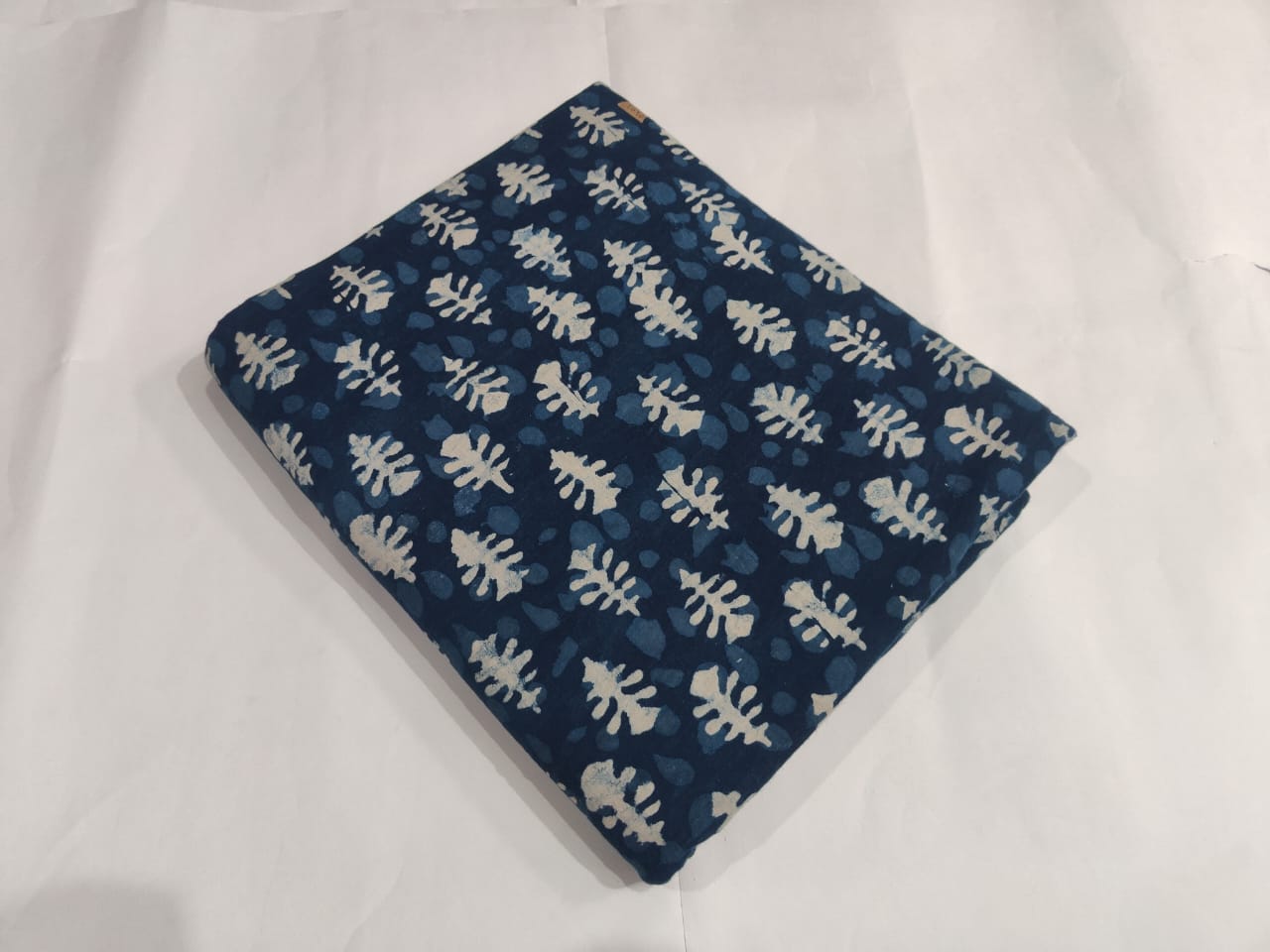 Indigo Leaf Printed Cotton Fabric Stylish Design | Maharani Vastra