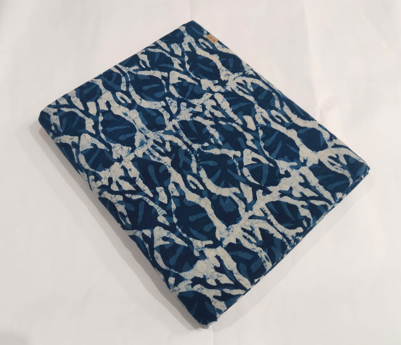 Indigo Abstract Batik Printed Cotton Fabric | Maharani Vastra