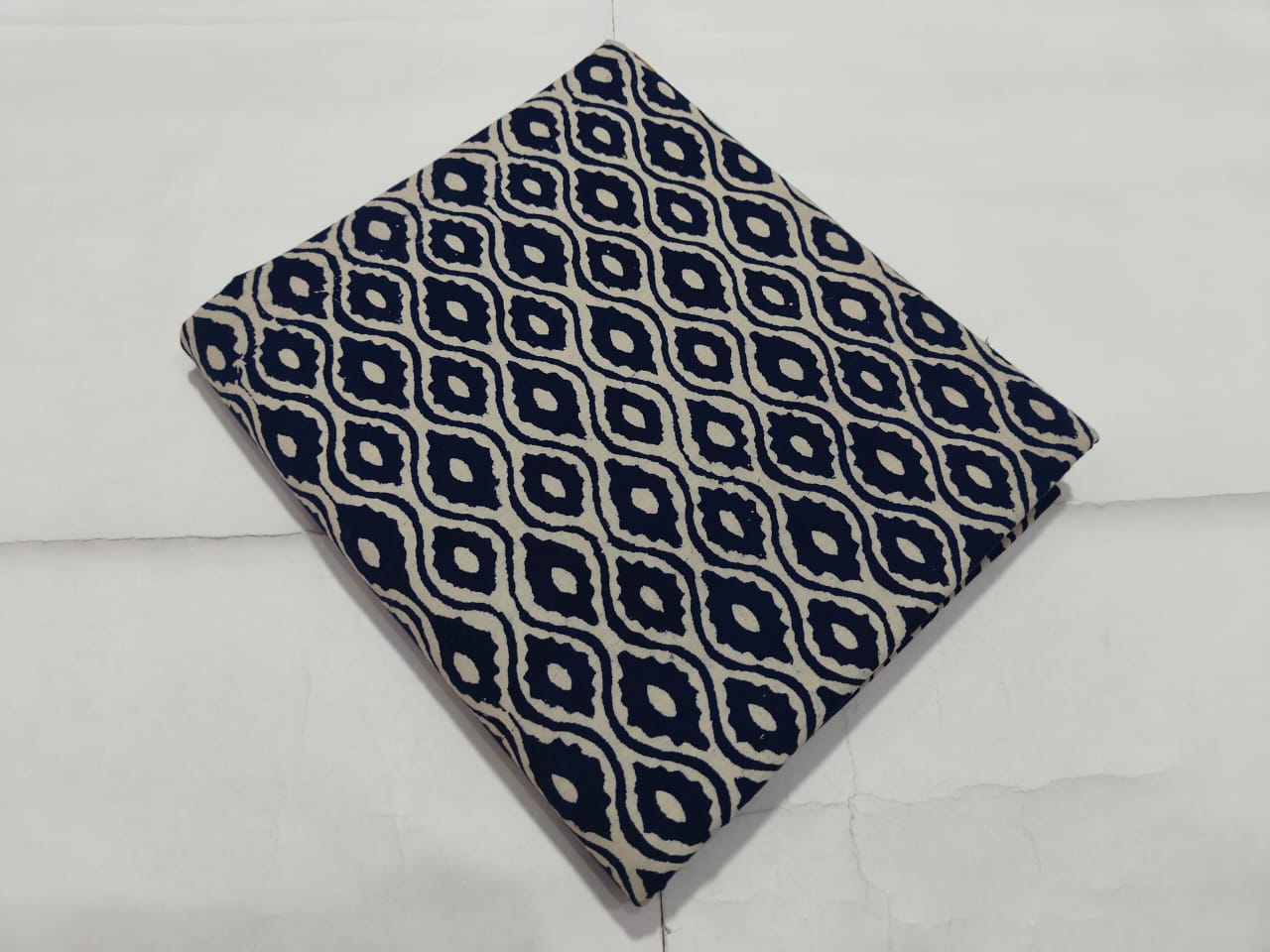 Blue Diamond Geometric Printed Cotton Fabric | Maharani Vastra