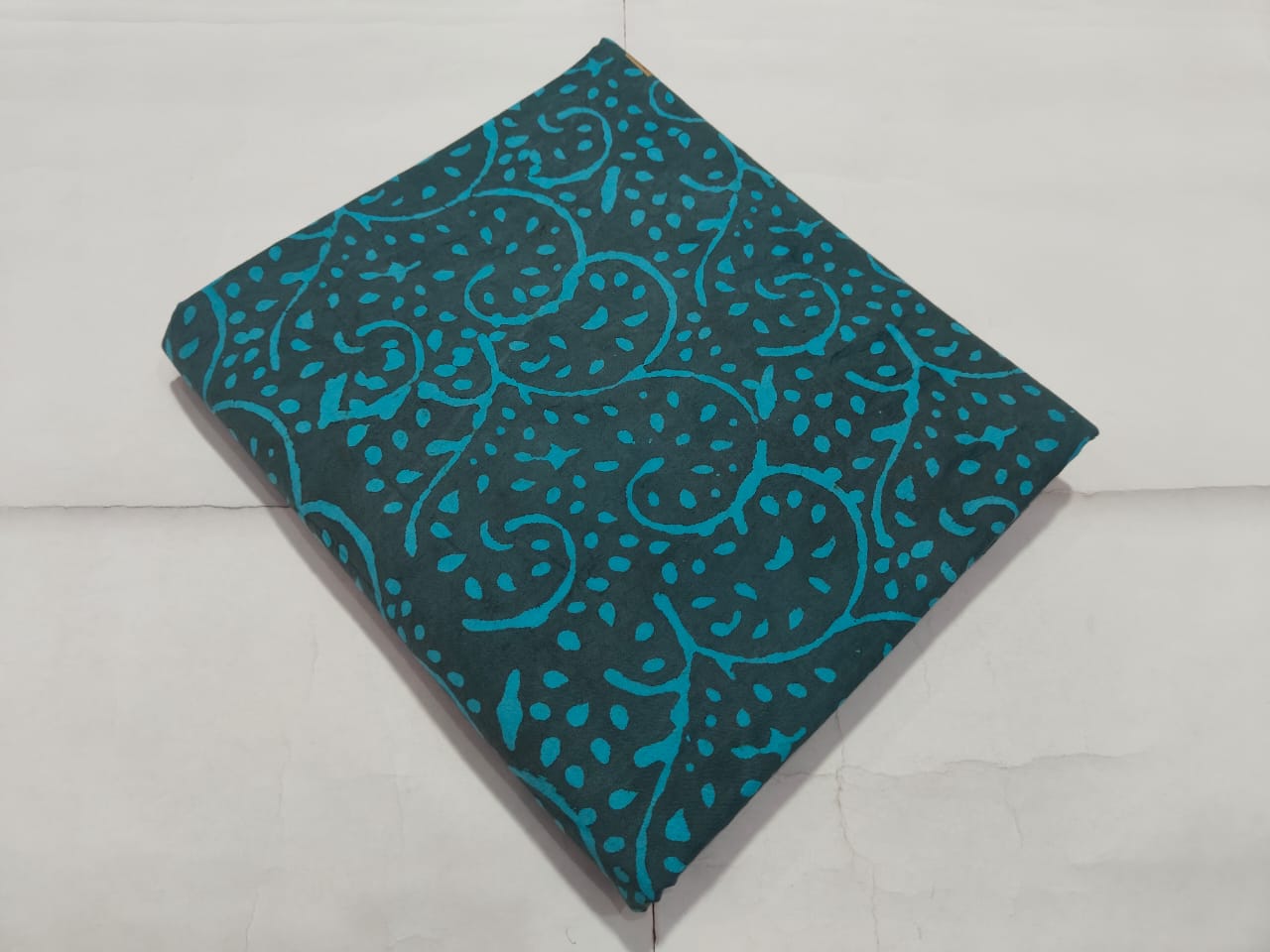 Teal Paisley Abstract Printed Cotton Fabric | Maharani Vastra