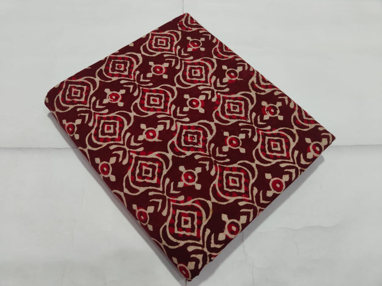 Maroon Traditional Printed Cotton Fabric Ethnic Design | Maharani Vastra