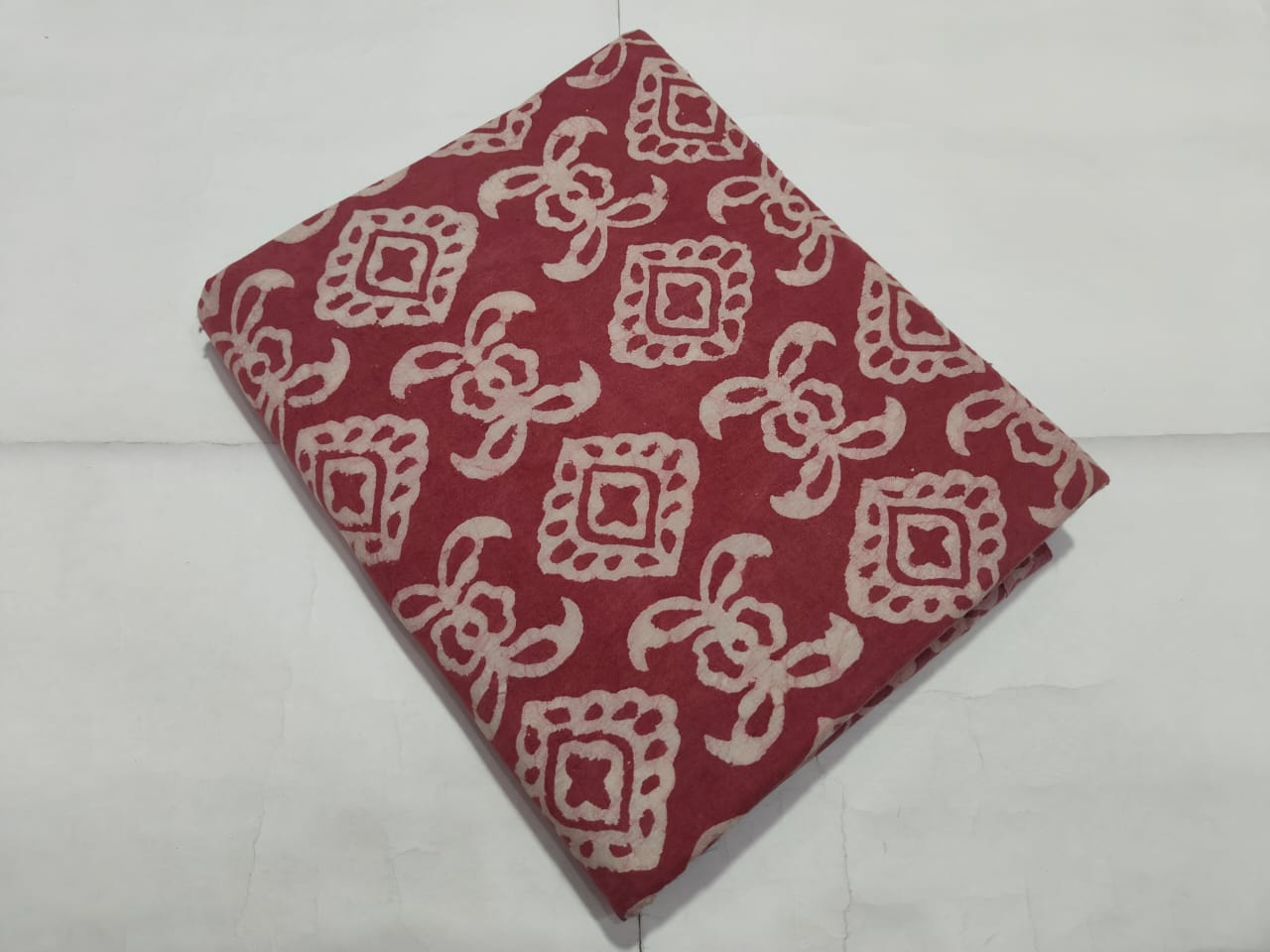 Maroon Batik Pattern Printed Cotton Fabric | Maharani Vastra