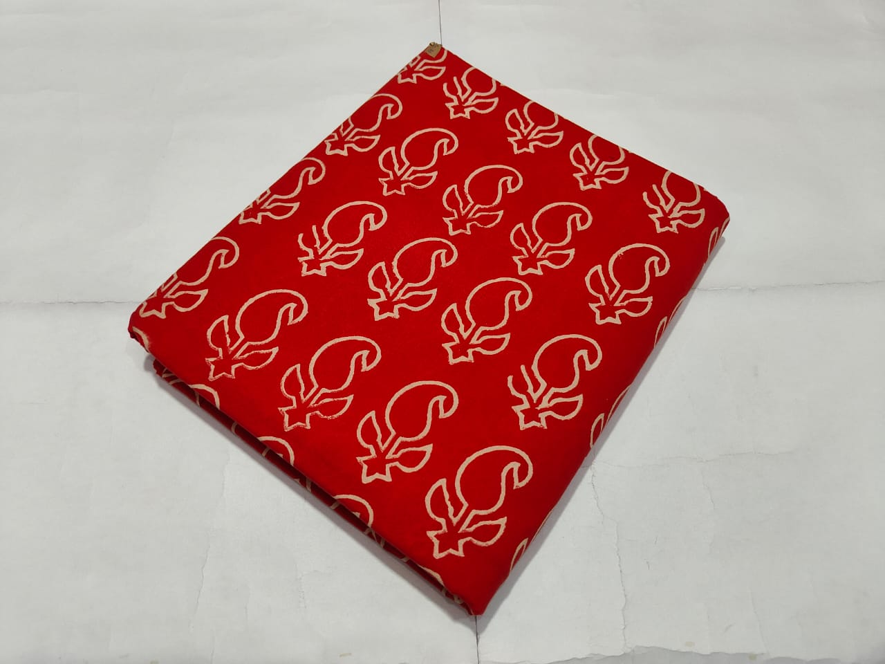 Red Paisley Booti Printed Cotton Fabric | Maharani Vastra