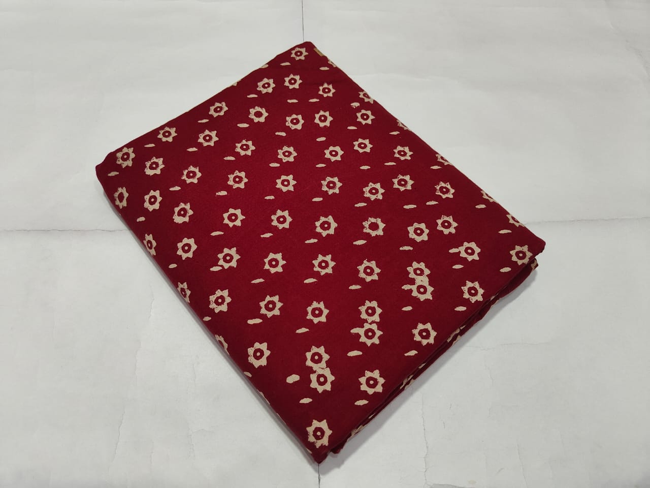 Red Floral Booti Printed Cotton Fabric | Maharani Vastra