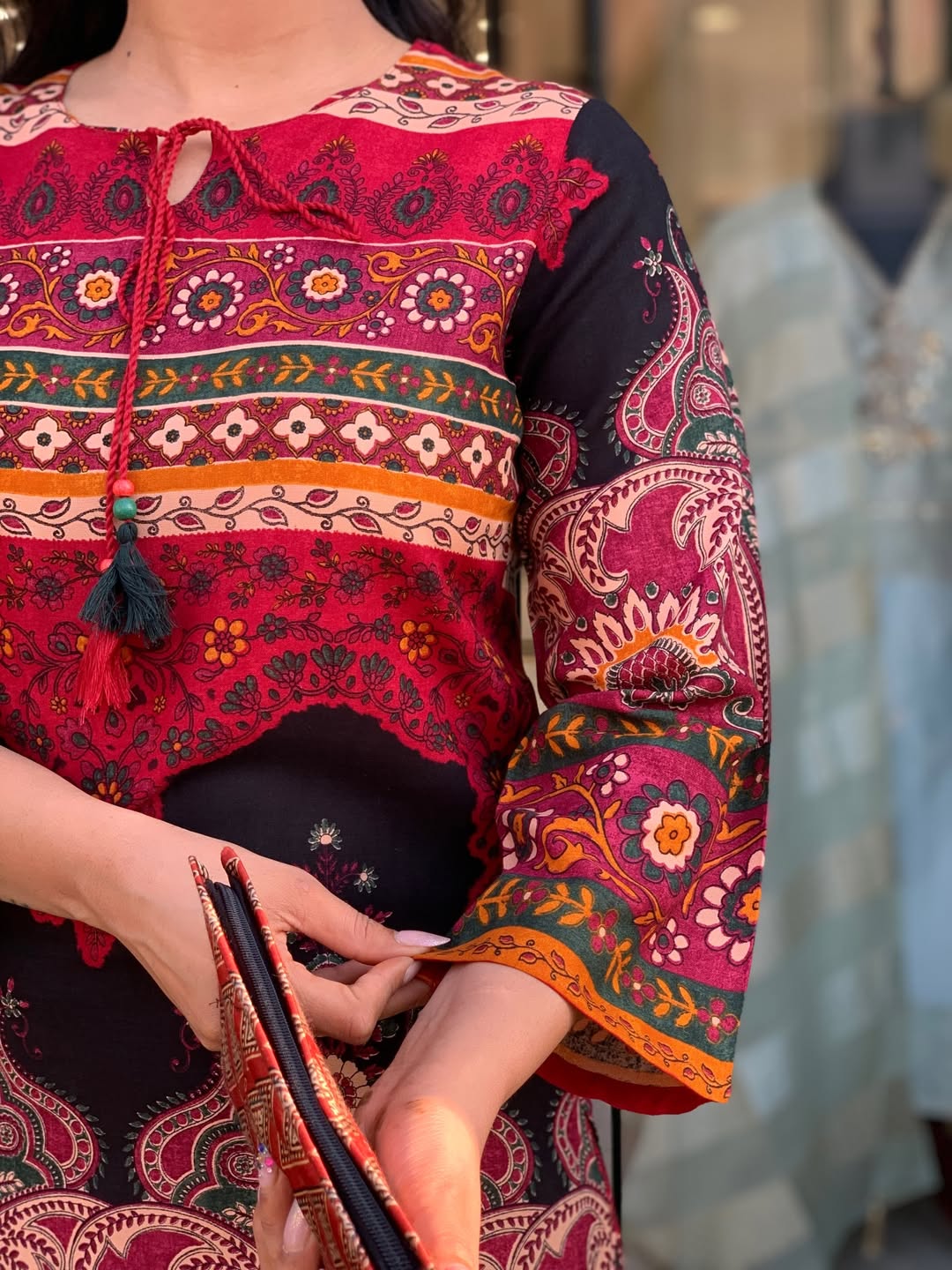 Mughal Noir — Paisley Digital Print Kurta
