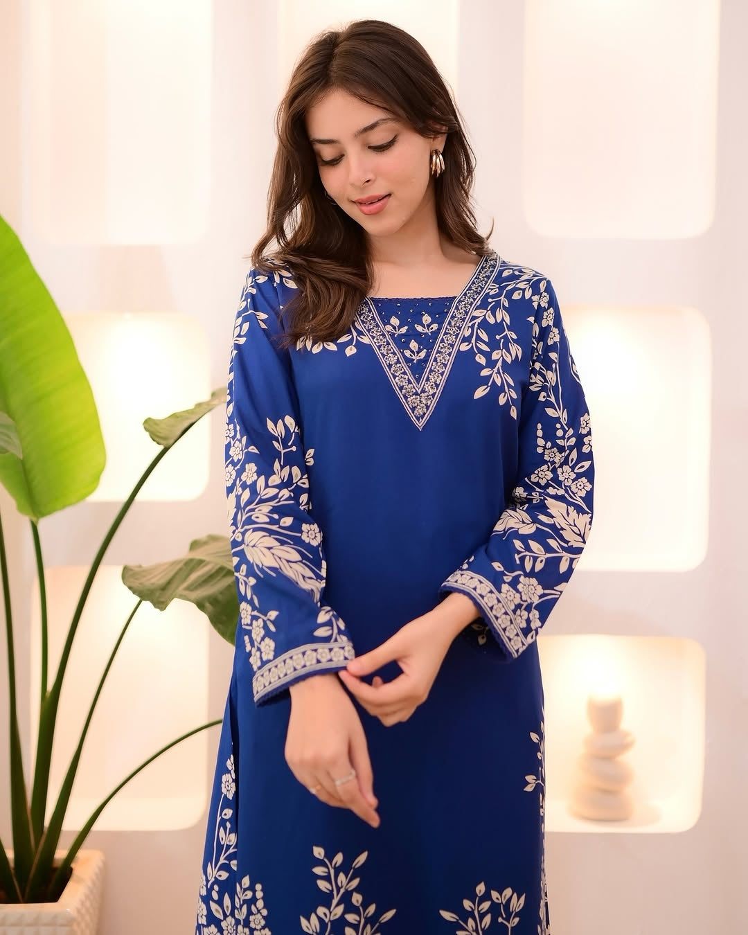 Blue Rayon Designer Kurta Palazzo Set