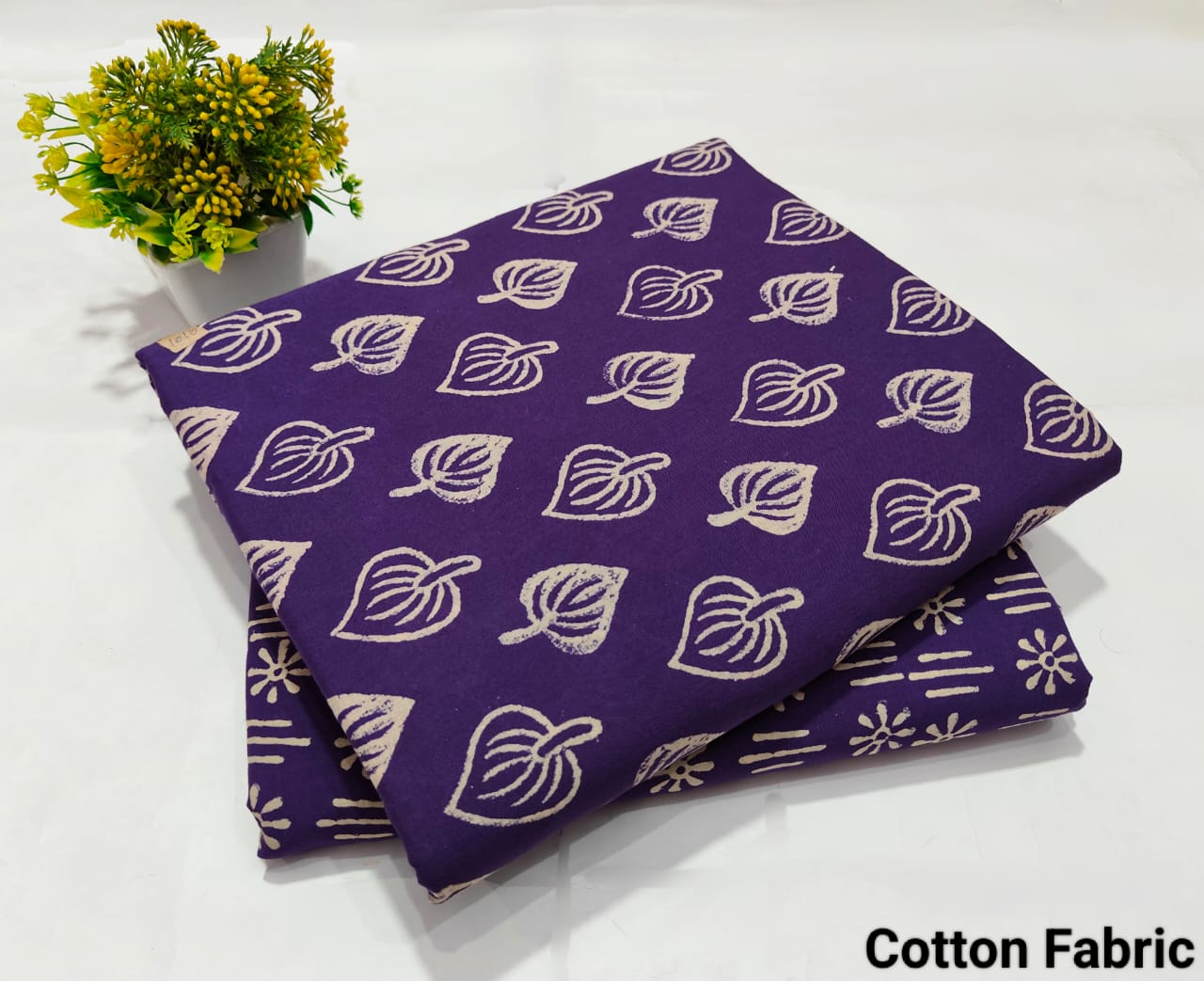 Purple Leaf Printed Cotton Fabric – Stylish Dress Material(MVTB88)