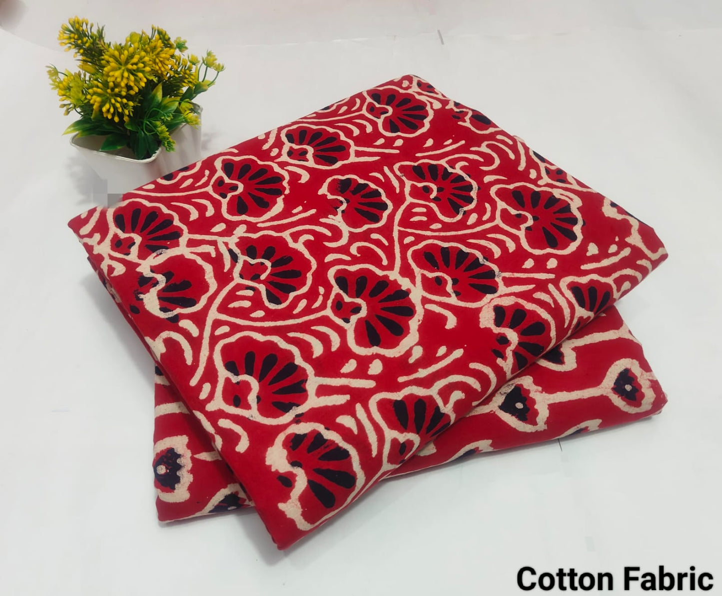 Red Floral Print Cotton Fabric – Stylish Ethnic Dress Material (MVTB51)