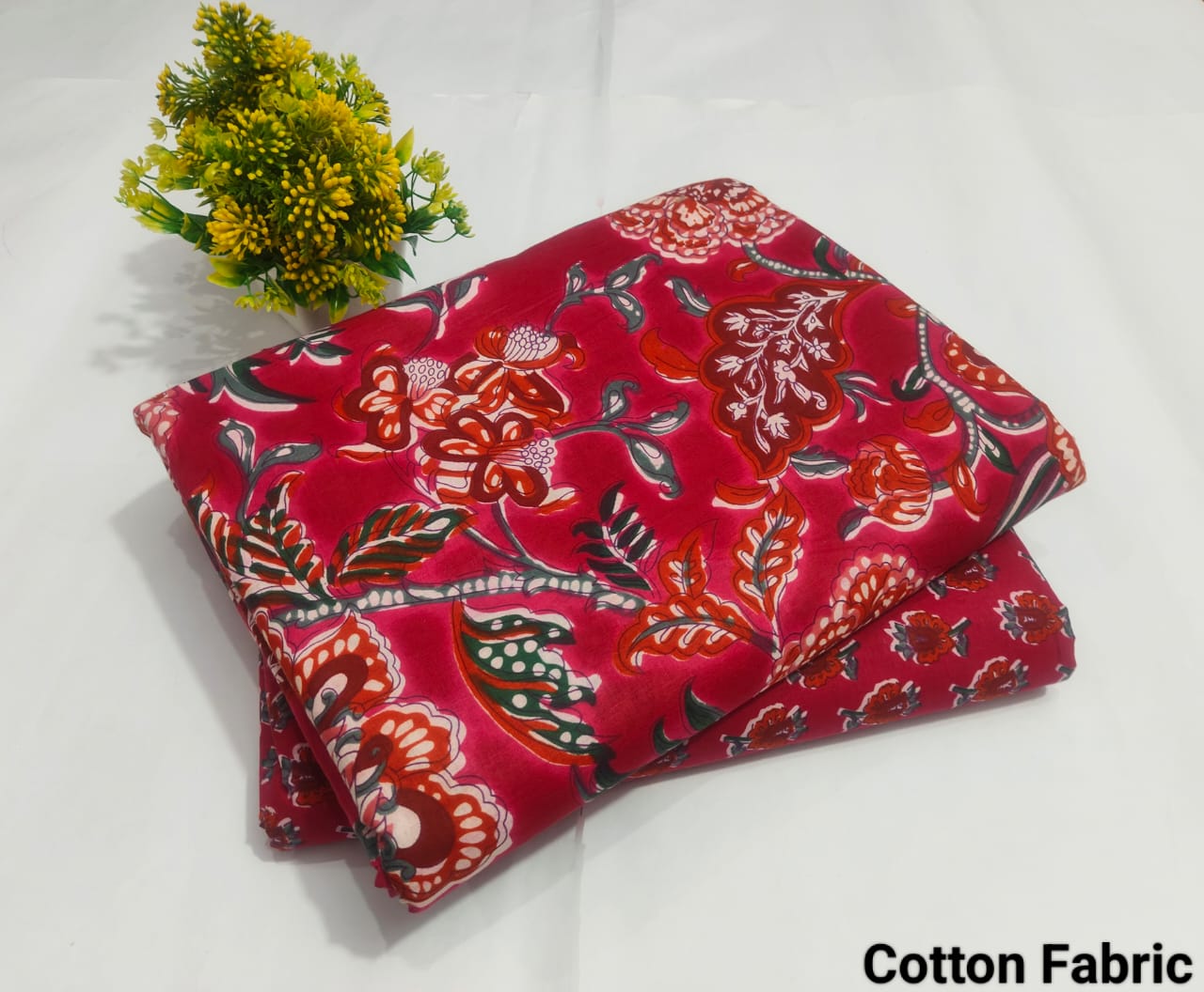 Pink Floral Printed Cotton Fabric – Elegant Ethnic Dress Material (MVTB68)