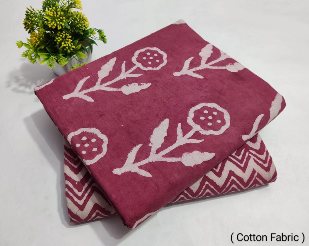 Maroon Cotton Fabric with Handblock Print (BFTB07)