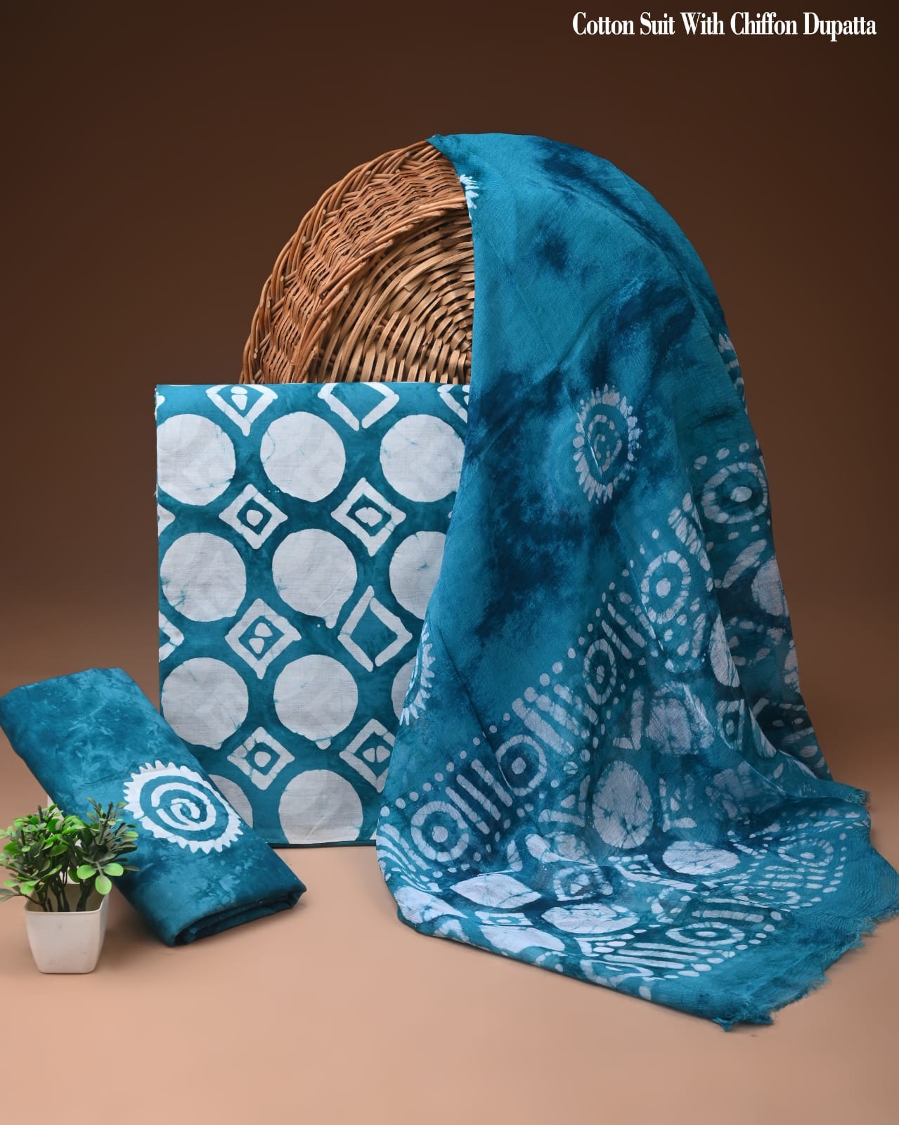 Cotton Suit With Chiffon Dupatta Suit Set