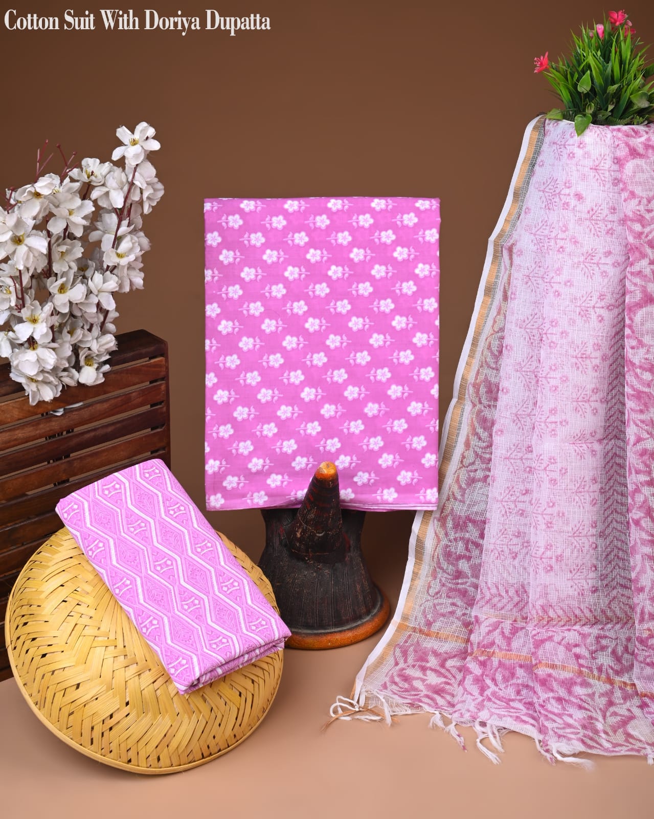 Cotton Suit With Kota Doriya Dupatta Suit Sets