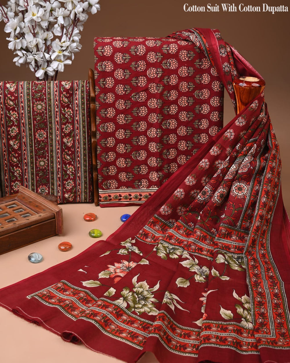 Cotton Suit With Cotton Dupatta Suit Sets