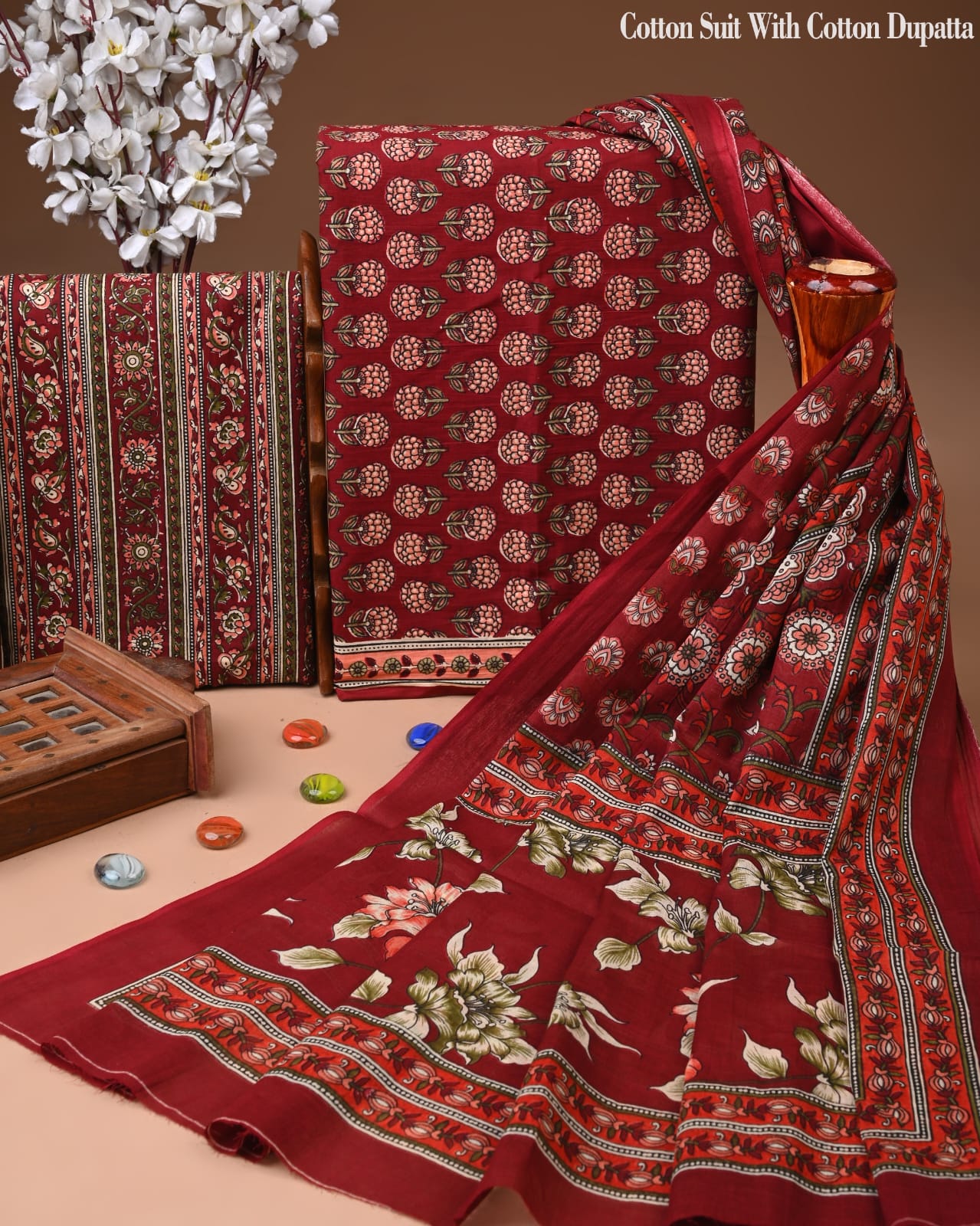 Cotton Suit With Cotton Dupatta Suit Sets