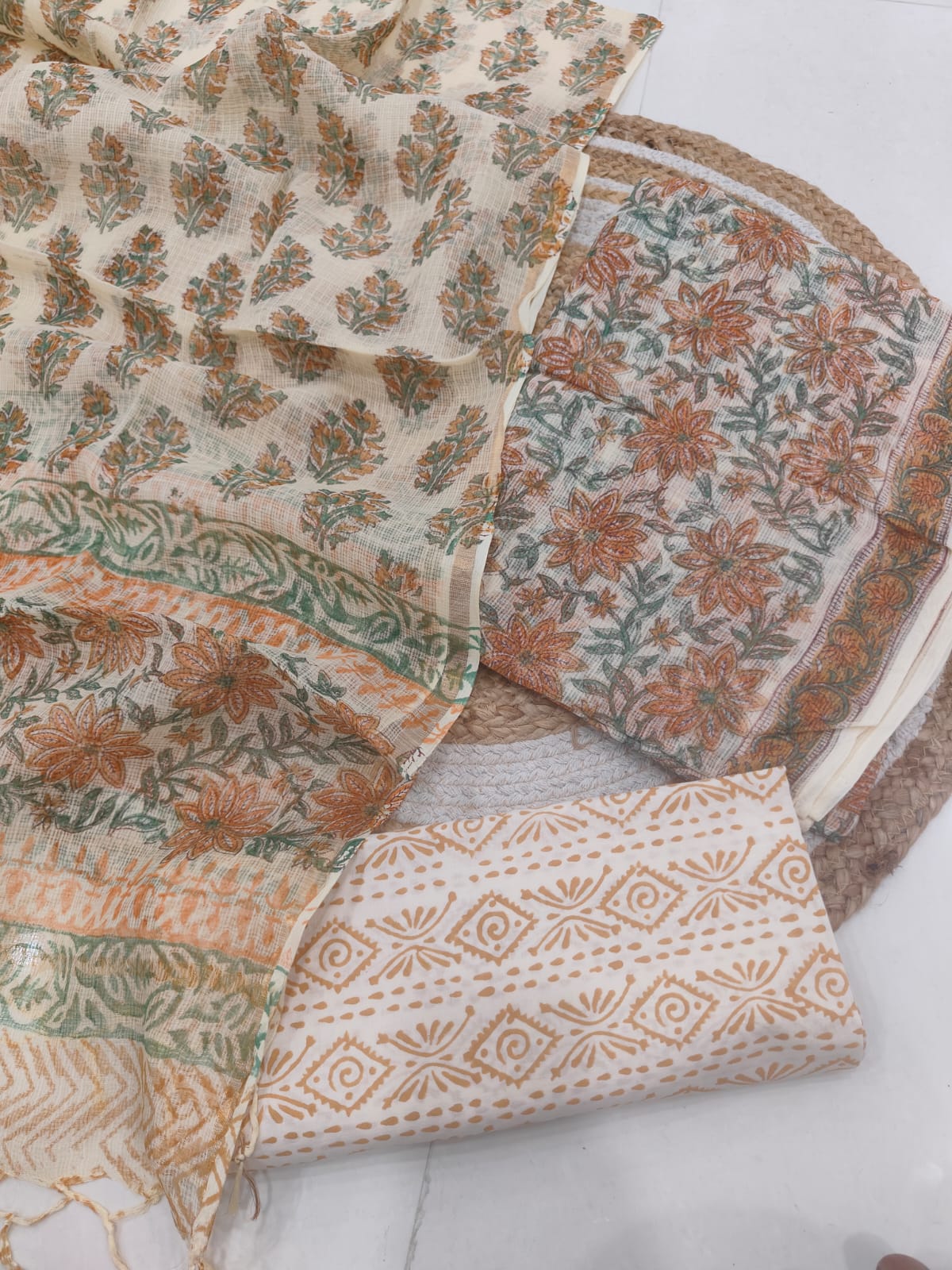 Beige Floral Printed kota doriya Suit Set (MVFKO16)