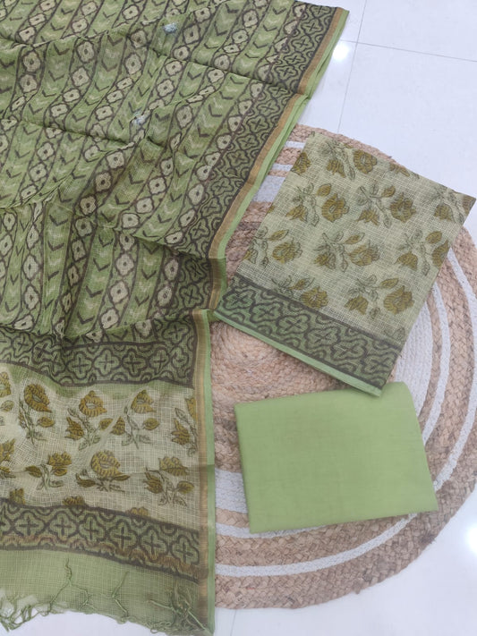 Olive Green Ethnic Printed kota doriya Suit Set (MVFKO33)