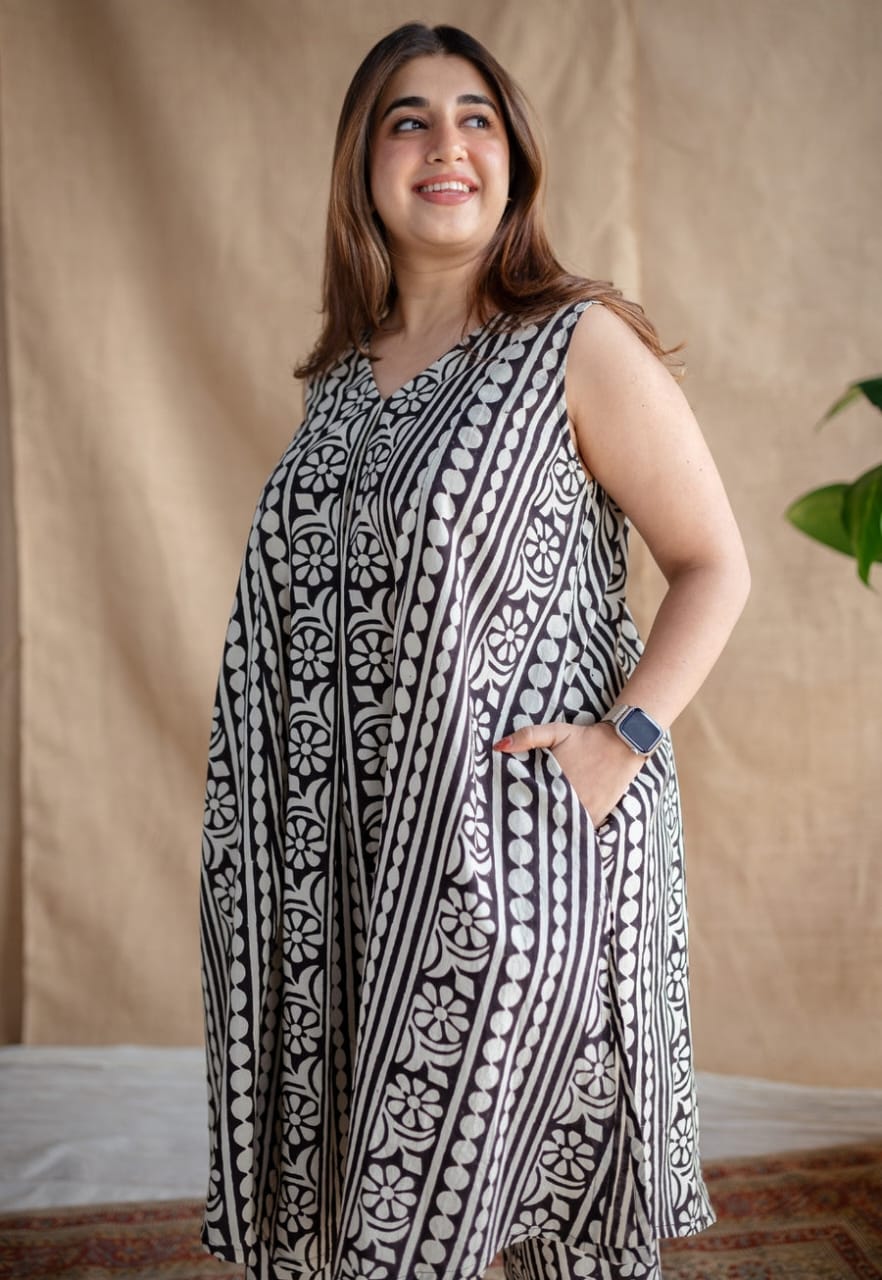 Black White Printed Designer Co-ord Set