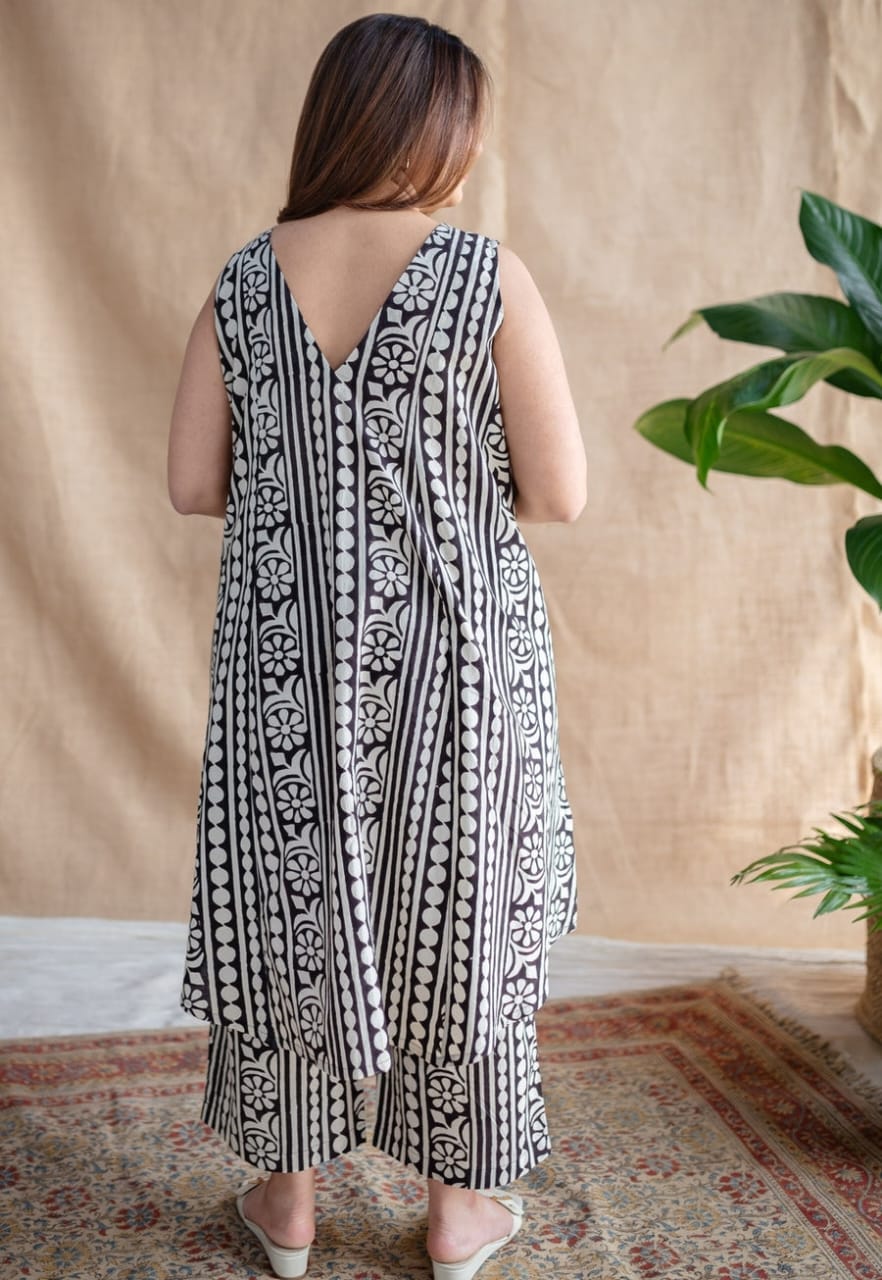 Black White Printed Designer Co-ord Set