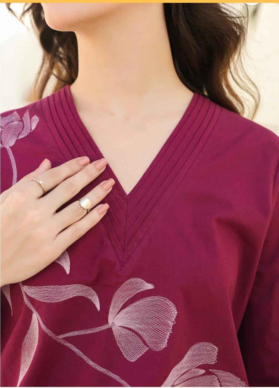 Wine Floral Printed Co-ord Set