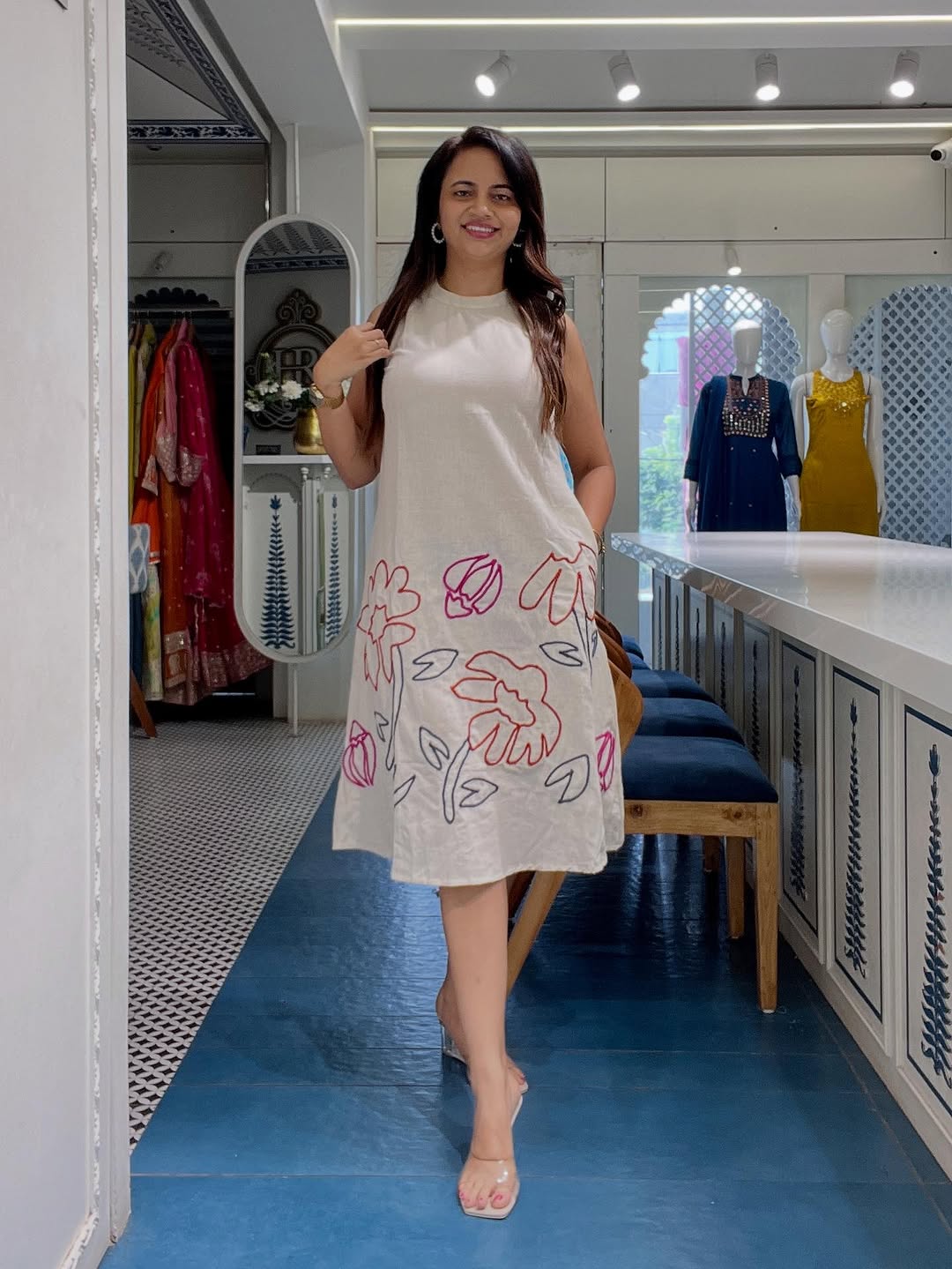 Beige Designer Kurti Pant Set for Women | Premium Summer Ethnic Wear India