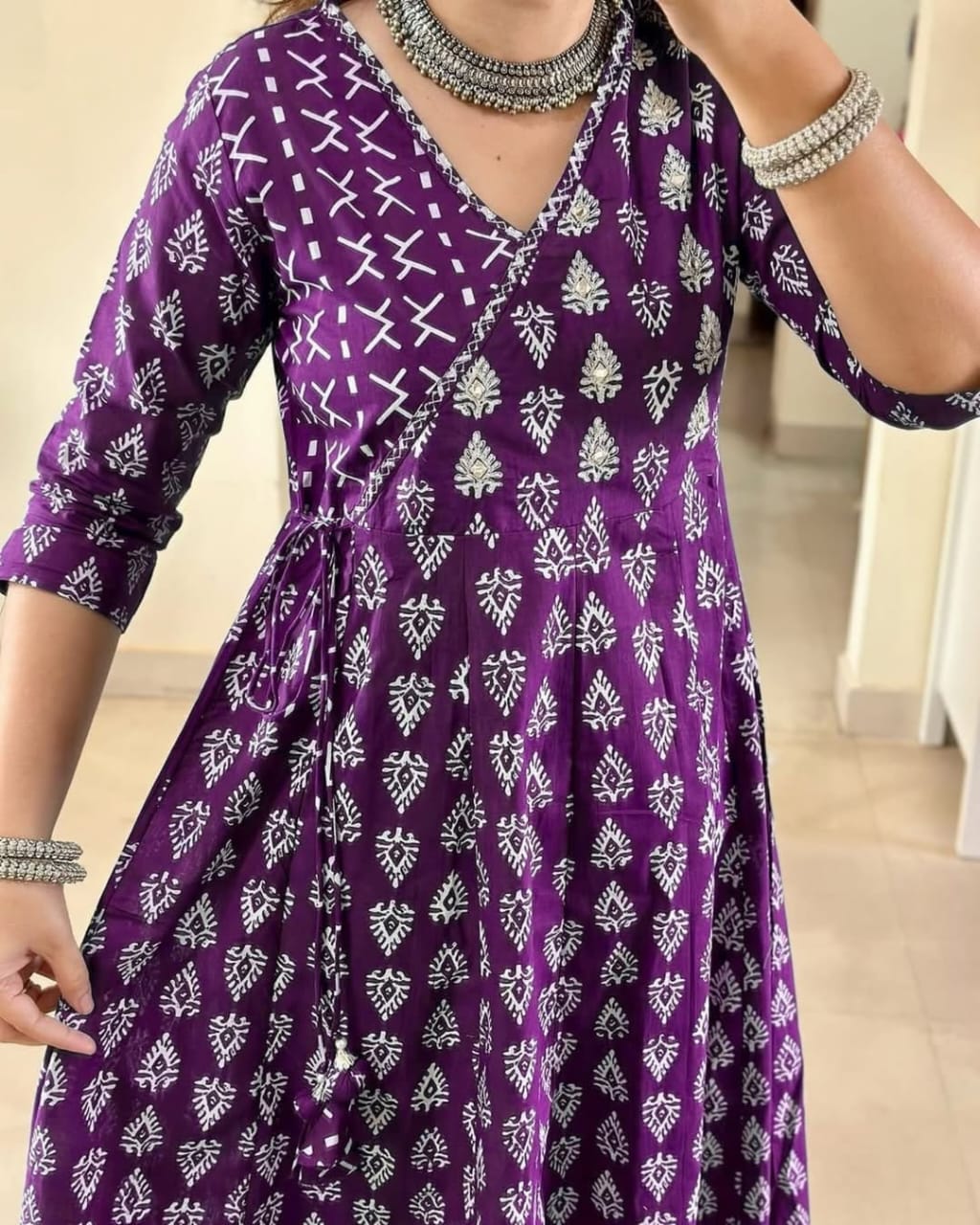 Purple Cotton Suit with Cotton Dupatta