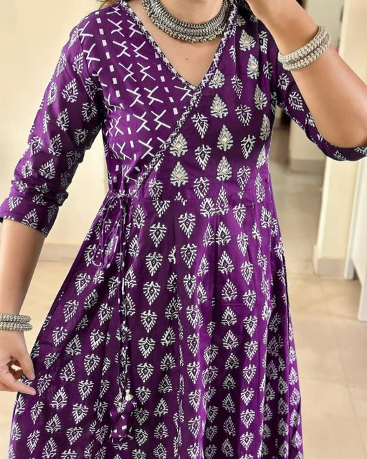 Purple Cotton Suit with Cotton Dupatta