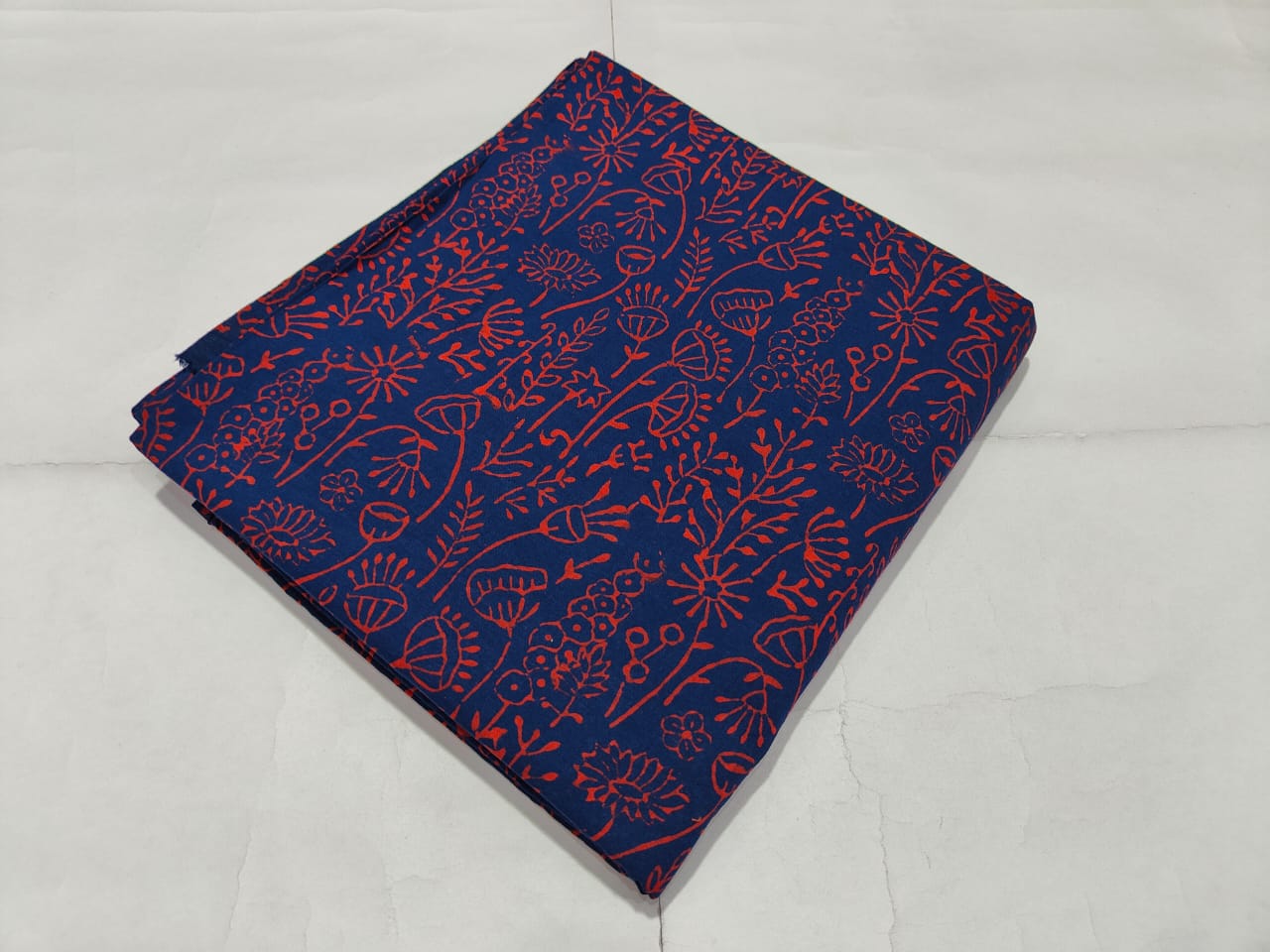 Blue Botanical Printed Cotton Fabric Trendy Design | Maharani Vastra