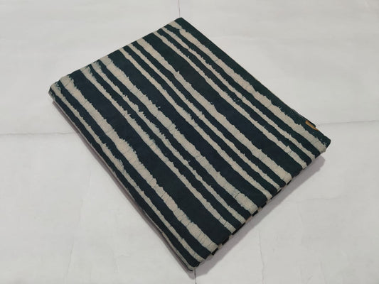Dark Green Stripe Printed Cotton Fabric Classic Design | Maharani Vastra