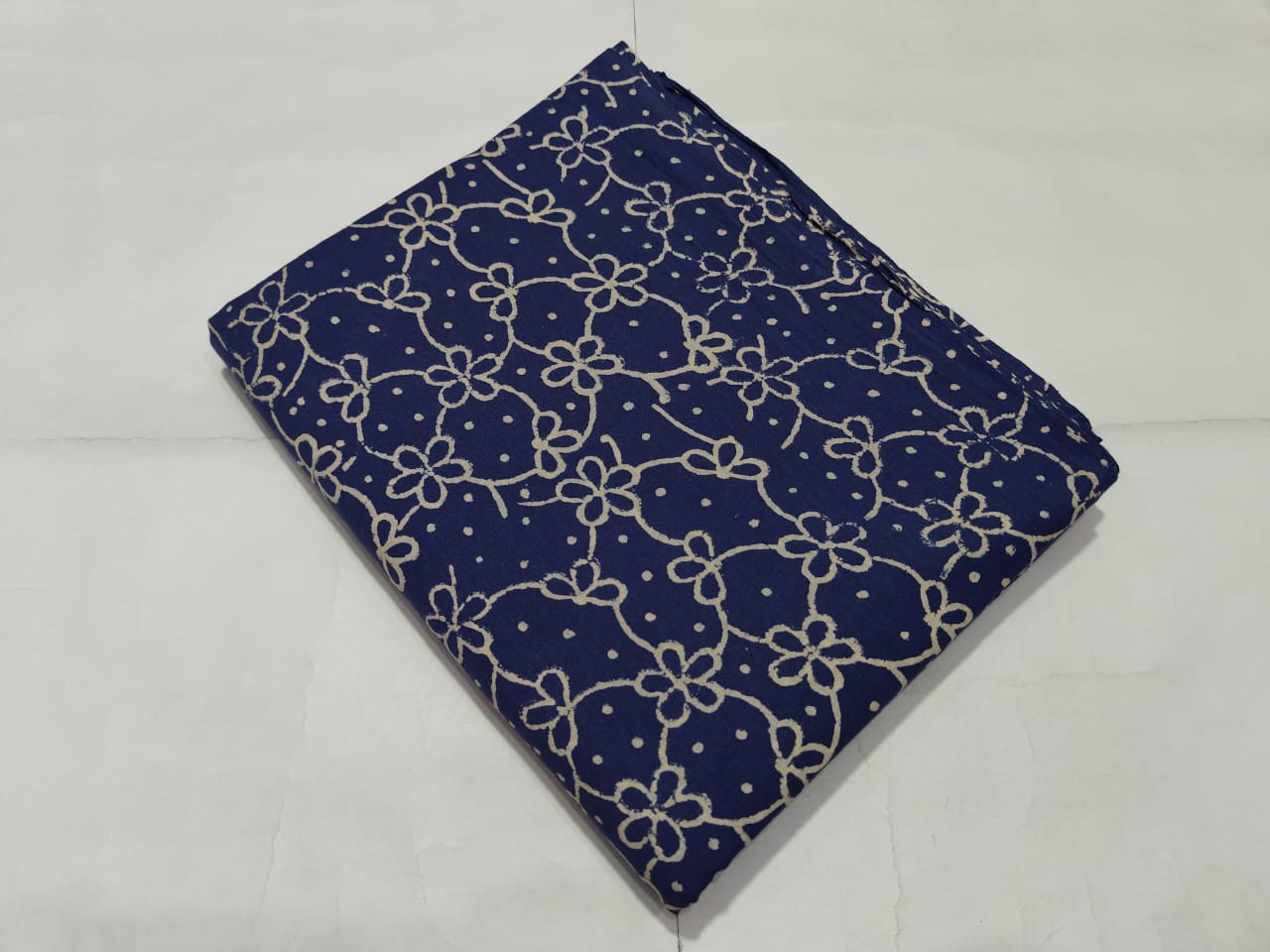 Blue Floral Net Printed Cotton Fabric Designer Style | Maharani Vastra