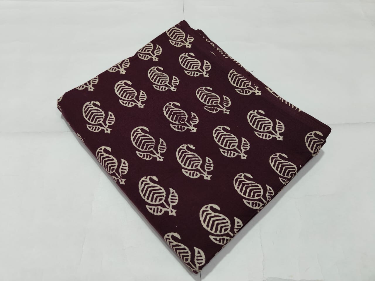 Maroon Leaf Booti Printed Cotton Fabric Traditional Style | Maharani Vastra