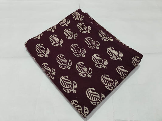 Maroon Leaf Booti Printed Cotton Fabric Traditional Style | Maharani Vastra