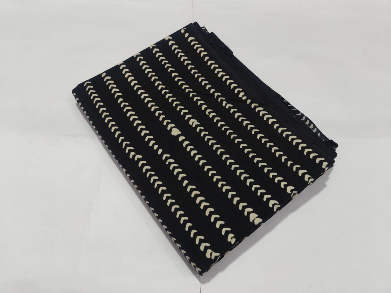 Black Mini Leaf Printed Cotton Fabric Elegant Pattern | Maharani Vastra