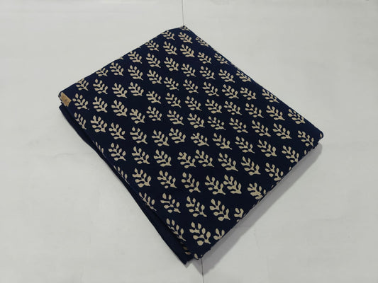 Navy Blue Small Floral Printed Cotton Fabric Stylish Design | Maharani Vastra
