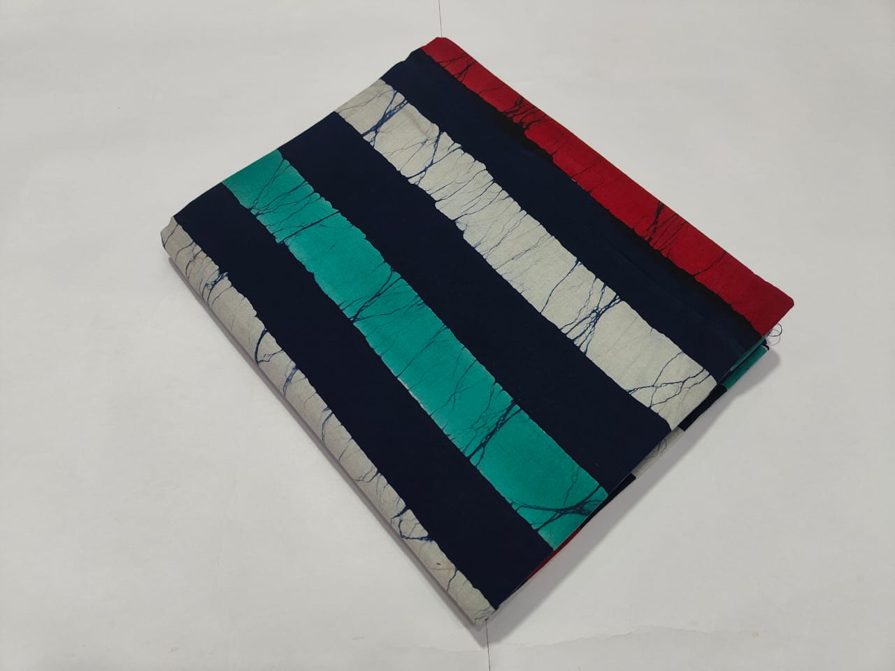 Multicolor Stripe Batik Printed Cotton Fabric Modern Design | Maharani Vastra