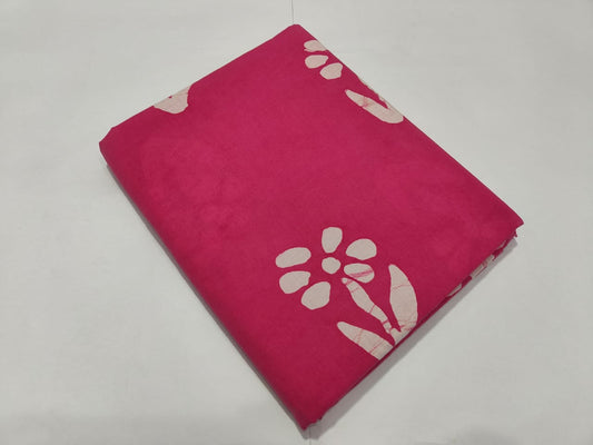 Pink Floral Batik Printed Cotton Fabric Designer Style | Maharani Vastra
