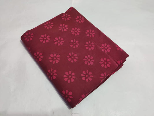 Maroon Pink Floral Booti Printed Cotton Fabric Elegant Design | Maharani Vastra