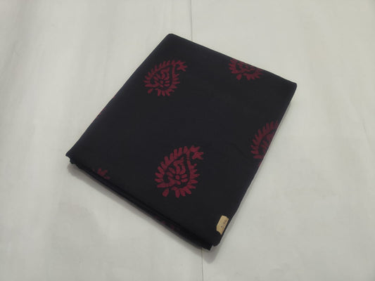 Black Red Minimal Printed Cotton Fabric Simple Design | Maharani Vastra