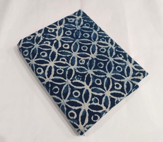 Indigo Geometric Batik Printed Cotton Fabric | Maharani Vastra