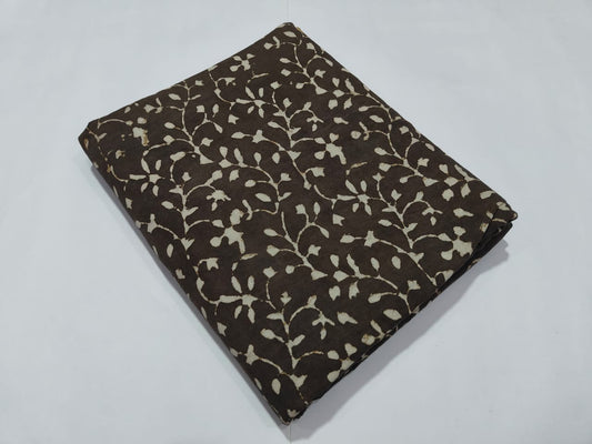Brown Leaf Printed Cotton Fabric for Dresses & Kurtis | Maharani Vastra