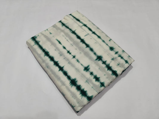 Green White Tie Dye Cotton Fabric Striped Design | Maharani Vastra