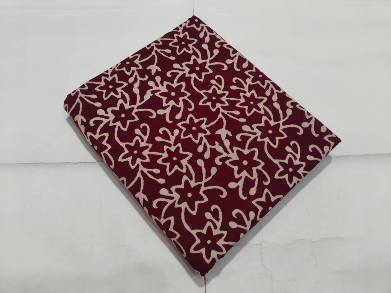 Maroon Floral Printed Cotton Fabric for Kurtis | Maharani Vastra