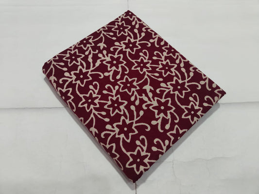 Maroon Floral Printed Cotton Fabric for Kurtis | Maharani Vastra